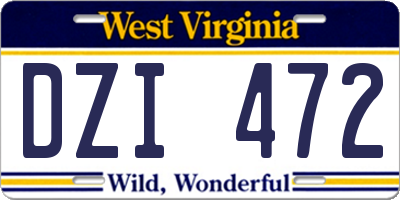 WV license plate DZI472
