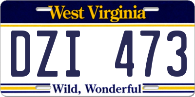 WV license plate DZI473