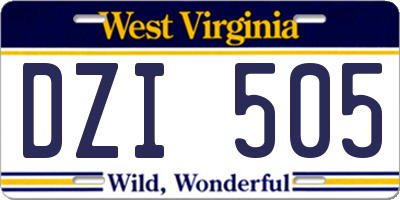 WV license plate DZI505