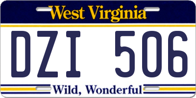 WV license plate DZI506