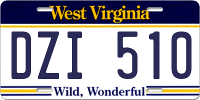 WV license plate DZI510
