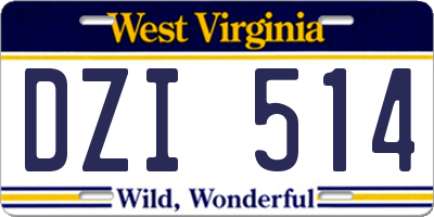 WV license plate DZI514