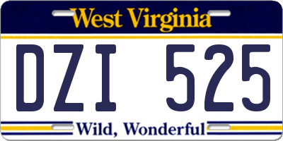 WV license plate DZI525