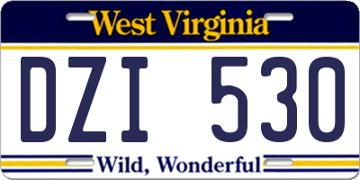 WV license plate DZI530