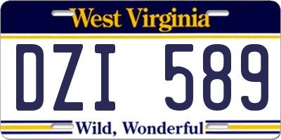 WV license plate DZI589