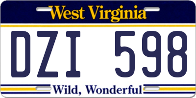 WV license plate DZI598