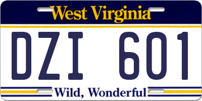 WV license plate DZI601