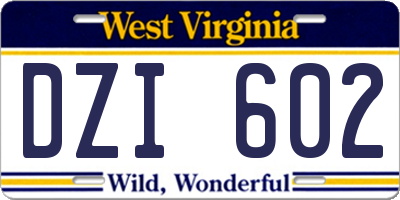 WV license plate DZI602