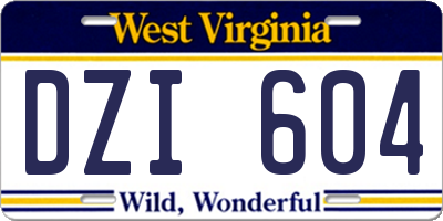 WV license plate DZI604