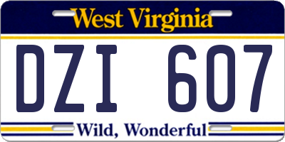 WV license plate DZI607
