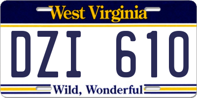WV license plate DZI610