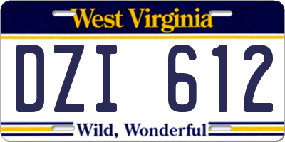 WV license plate DZI612