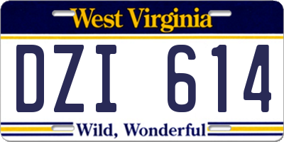 WV license plate DZI614