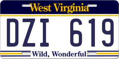 WV license plate DZI619