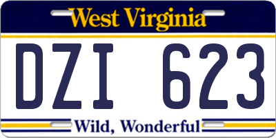 WV license plate DZI623