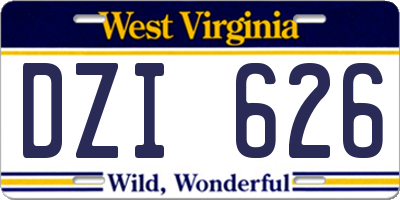 WV license plate DZI626