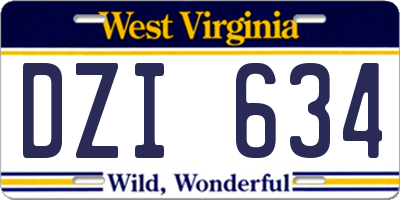 WV license plate DZI634