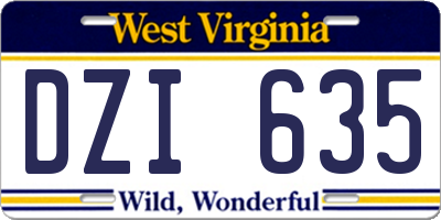 WV license plate DZI635
