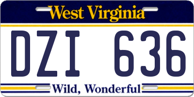 WV license plate DZI636