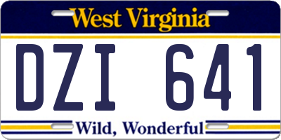 WV license plate DZI641