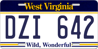 WV license plate DZI642
