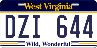 WV license plate DZI644