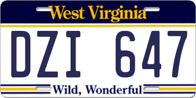 WV license plate DZI647