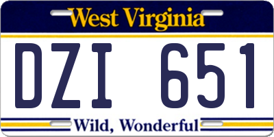 WV license plate DZI651