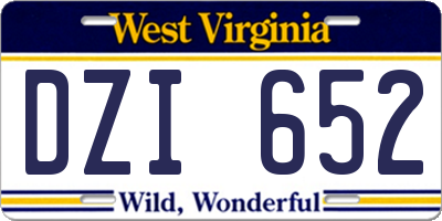WV license plate DZI652