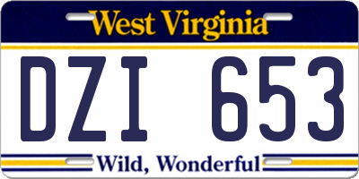 WV license plate DZI653