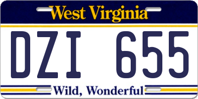 WV license plate DZI655