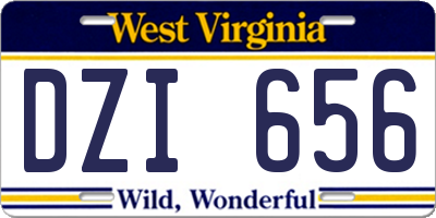 WV license plate DZI656