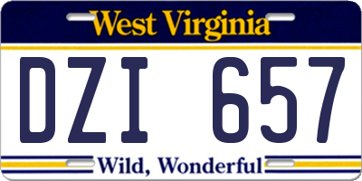 WV license plate DZI657
