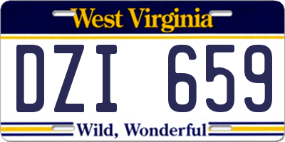 WV license plate DZI659