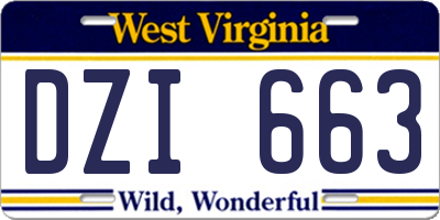 WV license plate DZI663