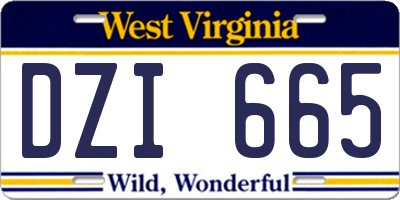 WV license plate DZI665
