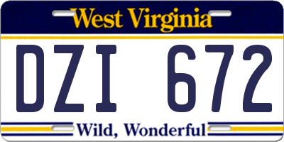 WV license plate DZI672