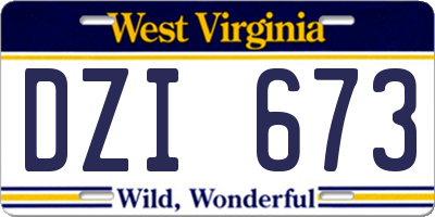 WV license plate DZI673