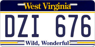 WV license plate DZI676