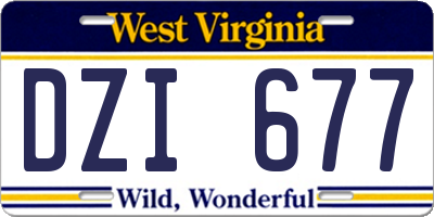 WV license plate DZI677