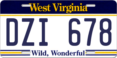 WV license plate DZI678