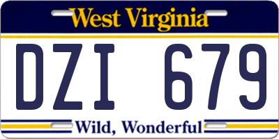 WV license plate DZI679