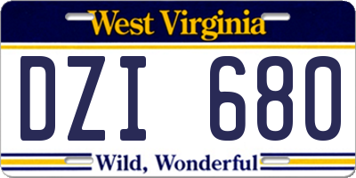 WV license plate DZI680