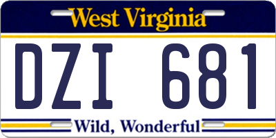 WV license plate DZI681