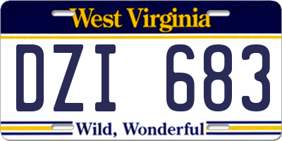 WV license plate DZI683