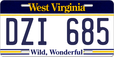 WV license plate DZI685