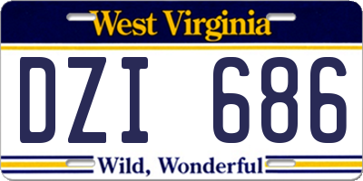 WV license plate DZI686
