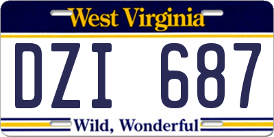 WV license plate DZI687