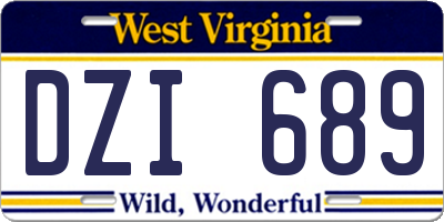 WV license plate DZI689