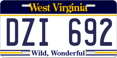 WV license plate DZI692